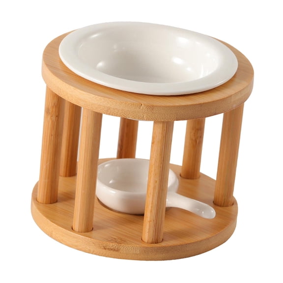 Rustic Bamboo Essential Oil Burner Tabletop Furnace Melt Warmer Wood Tealight Candle Holder for Living Room Farmhouse Yoga Bedroom Home