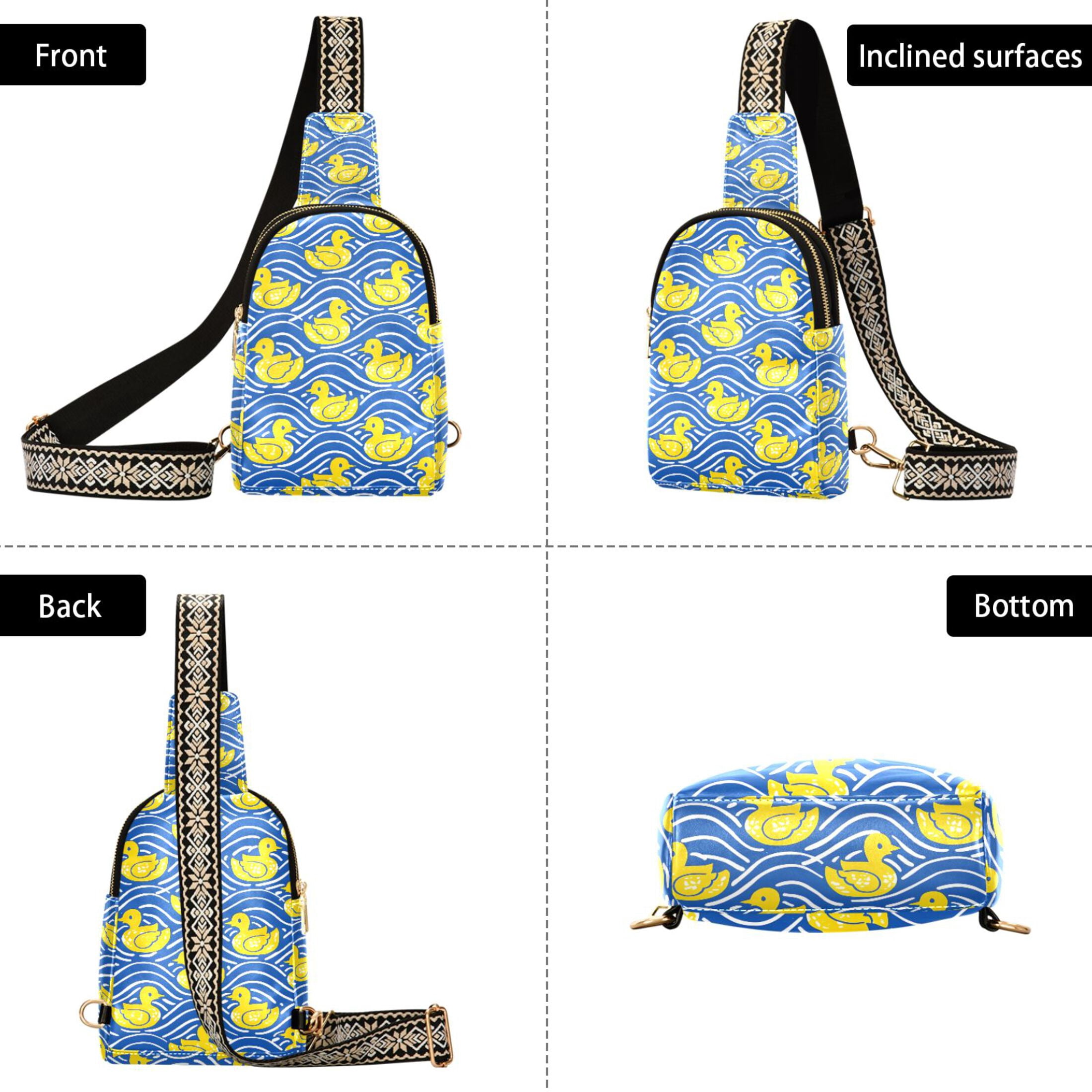 ALAZA Ducks on Wavy Sling Bag for Women Men Waterproof Crossbody Chest Bags