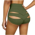 thumbnail image 2 of Womens Hotpants Dancewear Hollow Cut Out High Waisted Yoga Shorts Stretchy Workout Mini Shorts Summer (S, Army Green), 2 of 6