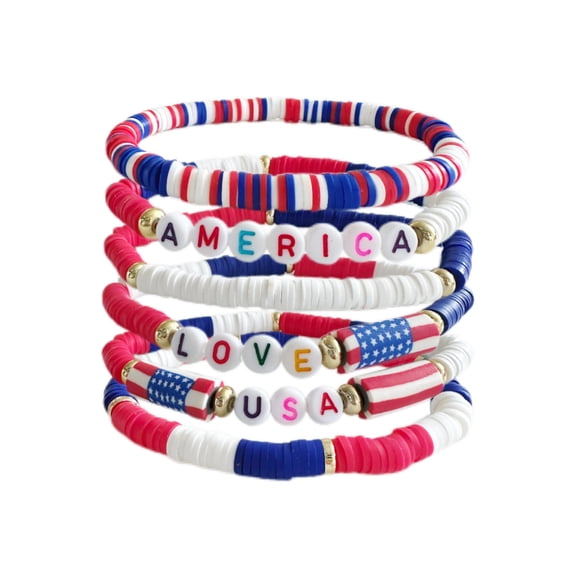 4th of July Bracelets-250 Anniversary USA American Flag Accessories, Red White Blue, Patriotic USA Jewelry Independence Day Gift for Men Women