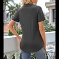 thumbnail image 4 of Camisas de Mujer con Cuello de Solapa, Cuello en V, Blusa de Corta, Blusa Informal Elegante. Gris M, 4 of 9