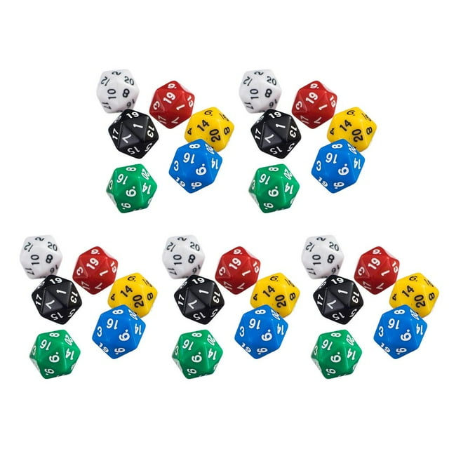 de dados acrílicos de 20 caras de 30 piezas para suministros de s de Hugo Dados de juego de 20 caras