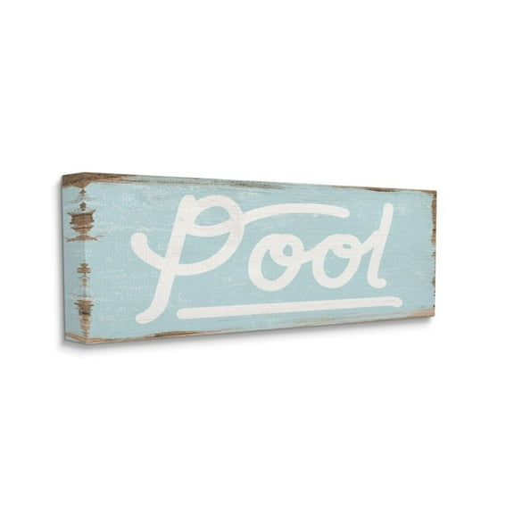 Stupell Industries Rustic Turquoise Pool Sign Distressed Wood Pattern Design by Daphne Polselli, 20" x 48"