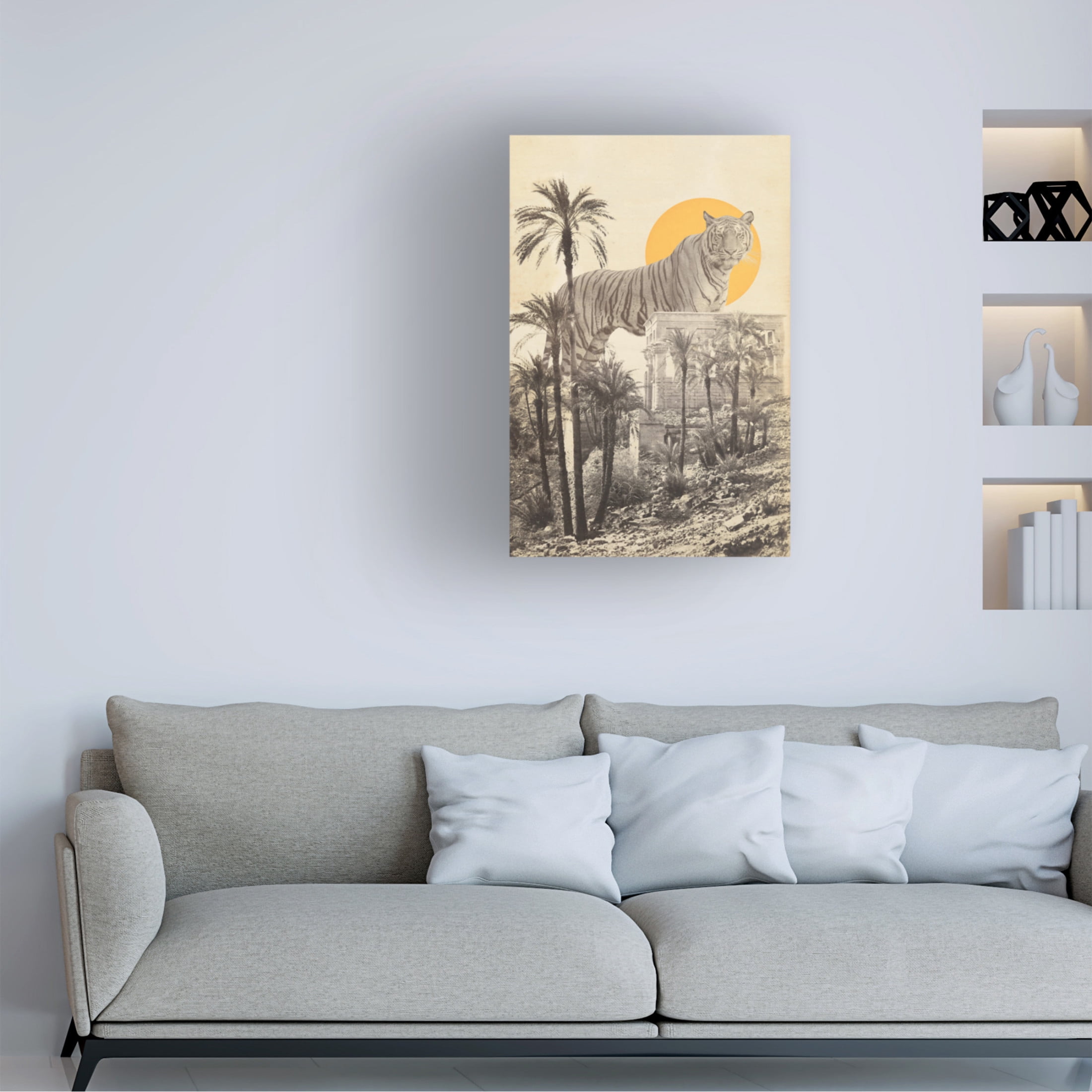 Trademark Fine Art Florent Bodart  Giant Tiger In Ruins Canvas Wall Art