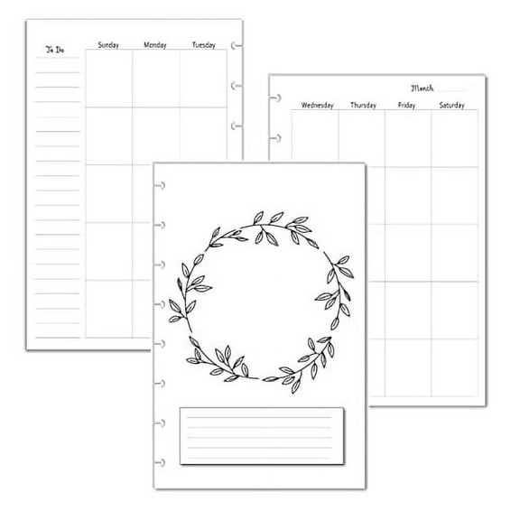 Undated Monthly Calendar Refills for 8 Disc Planners (Flora)