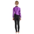 thumbnail image 3 of HULIJA Kids Girls Long Sleeves Gymnastics Leotard Unitard Ballet Dance Full Bodysuit Dancing Figure Purple 14, 3 of 7