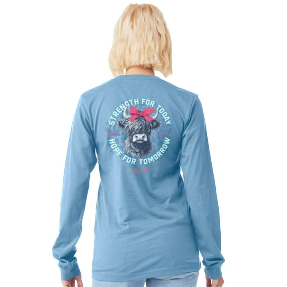 Blessed Girl Womens Long Sleeve T-Shirt Strength For Today, Light Blue, SM