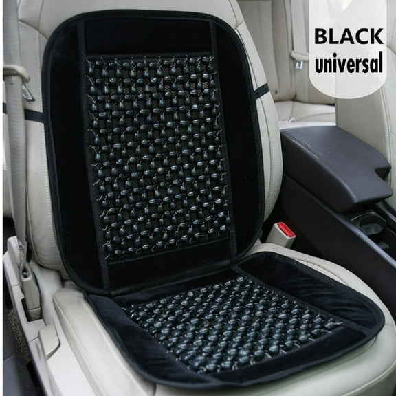 Black Wooden Beaded Plush Velvet Seat Cover Ultra Comfort Massage Car Seat Cushion
