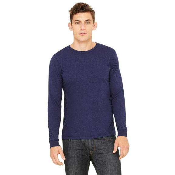 The Bella   Canvas Unisex Jersey Long Sleeve T-Shirt - NAVY TRIBLEND - XS