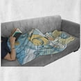 thumbnail image 6 of Going Away Party Soft Flannel Fleece Throw Blanket, Vintage Retro Lady Escorts Aircraft Pop Art Style Travel Comic, Cozy Plush for Indoor and Outdoor Use, 50" x 70", Pale Blue Yellow, by Ambesonne, 6 of 6