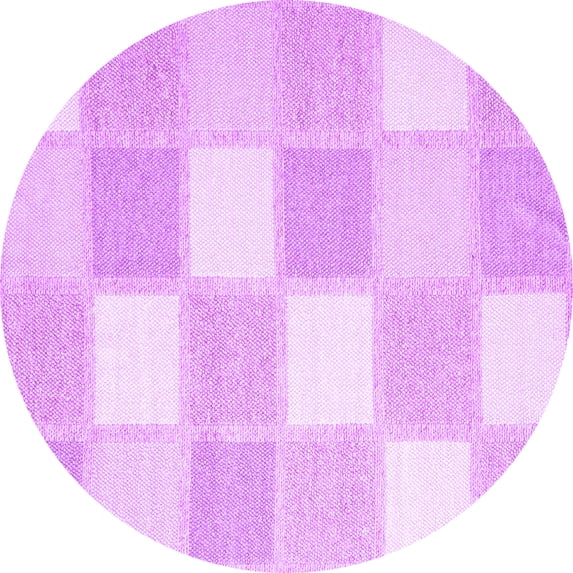 Ahgly Company Indoor Round Checkered Purple Modern Area Rugs, 4' Round