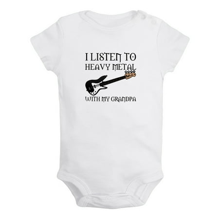 

I Listen To Heavy Metal With My Grandpa Funny Rompers For Babies Newborn Baby Unisex Bodysuits Infant Jumpsuits Toddler 0-24 Months Kids One-Piece Oufits