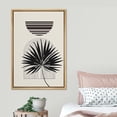 thumbnail image 3 of PixonSign Framed Canvas Print Wall Art Duotone Dark Mid-Century Retro Palm Leaf Circle Abstract Shapes Illustrations Modern Art Boho Decorative Chic for Living Room, Bedroom, Office - 16"x24" NATURAL, 3 of 5