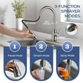 thumbnail image 5 of TVOFEK Kitchen Faucet with Pull Down Sprayer, Brushed Nickel Stainless Steel Kitchen Water Faucet with Deck Plate for 1 or 3 Hole, Single Handle Classic Faucets for RV Laundry Bar, 5 of 15