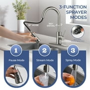 TVOFEK Kitchen Faucet with Soap Dispenser, Stainless Steel Brushed Nickel Kitchen Sink Faucets with Pull Down Sprayer fit 1 or 3 Hole, Single Handle Faucet for RV Bar Laundry Camper
