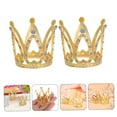 thumbnail image 4 of MUSEYA 2Pcs Mini Crown for Cake Golden Alloy for Party Favors at Baby Showers, 4 of 7