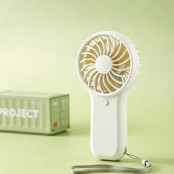 Portable Handheld Fan with Wrist Strap, AA Battery Powered, Quiet & Lightweight for Outdoor Travel or Office, Mini Hand Fan Creamy white
