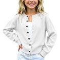 thumbnail image 5 of Mooqilaa Girls Cardigan Sweater, Ribbed Knit Button Front Casual Long Sleeve Fall Winter Cardigans Size 14-15 Years White, 5 of 5