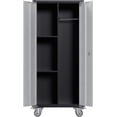 thumbnail image 1 of Armoire de Rangement en Métal Robuste Verrouillable de 71 Pouces de Hauteur avec Roues à 360°, Armoire en Acier avec Tablettes et Portes Ajustables, Armoire de Garage Roulante pour Bureau, Maison, Garde-Manger et Atelier, 1 of 7