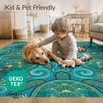 thumbnail image 4 of ODIKA 3'x5' Washable Accent Rug Pet Friendly, Non-Shedding Mat Mosaic Wave Stained Entryway Teal Beachy Nautical Turtle Ocean Playful for Bedside, Nursery Room, 4 of 7