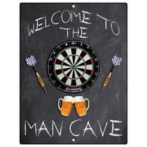 Aluminum Sign - Welcome To The Man Cave Dartboard - 12" x 9"
