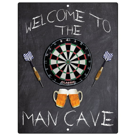 Aluminum Sign - Welcome To The Man Cave Dartboard - 12" x 9"