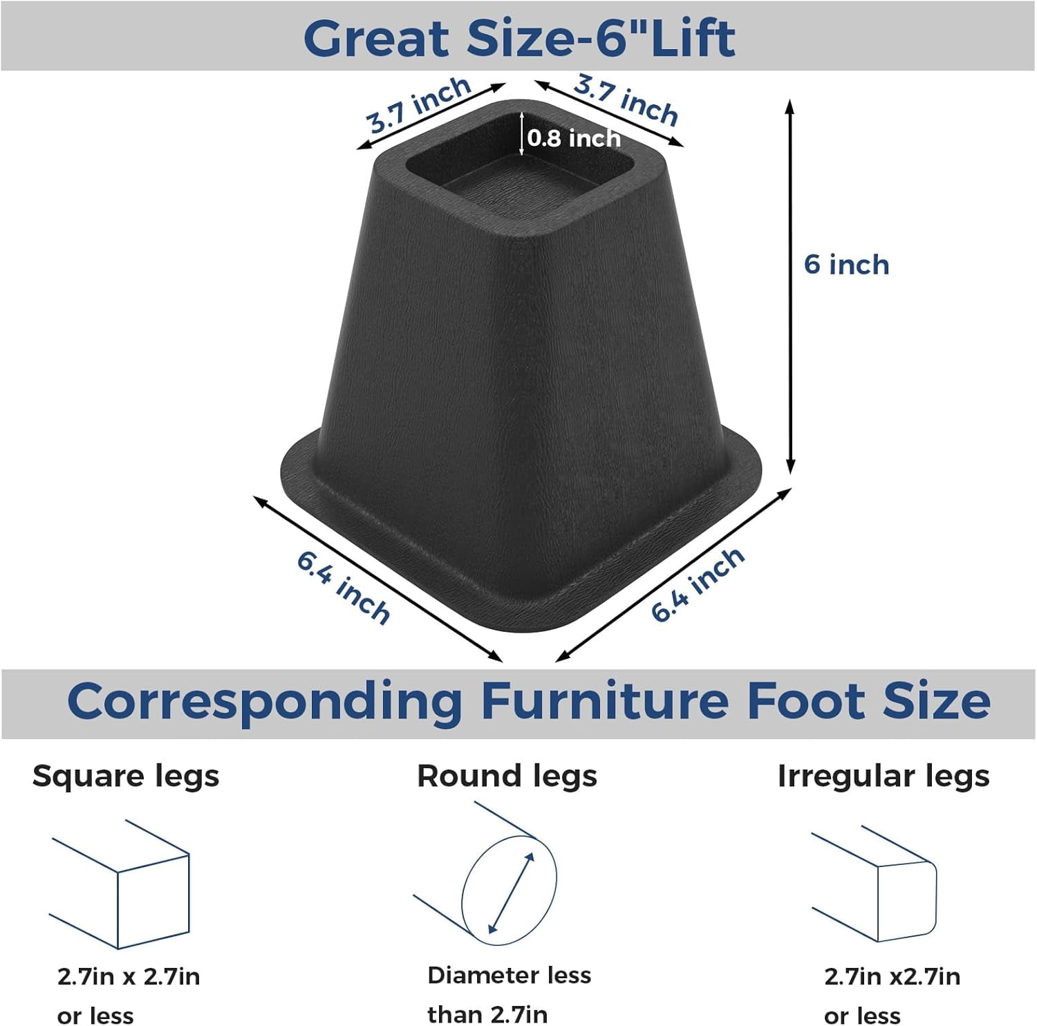 6 Inch Dehumidifier Risers - Heavy Duty Dehumidifier Lift Risers, Support Up to 2200 Lbs Dehumidifier Risers 4 Pieces, Black
