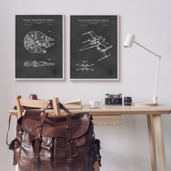Stupell Industries Vintage Space Ship Patents Science Fiction Pop Culture Framed Wall Art, 24 x 30, Design by Karl Hronek