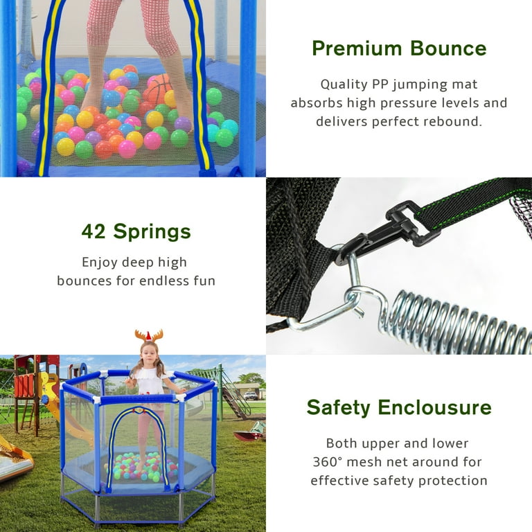 55-Inch Mini Trampoline with Safety Net and Ocean Balls photo 4