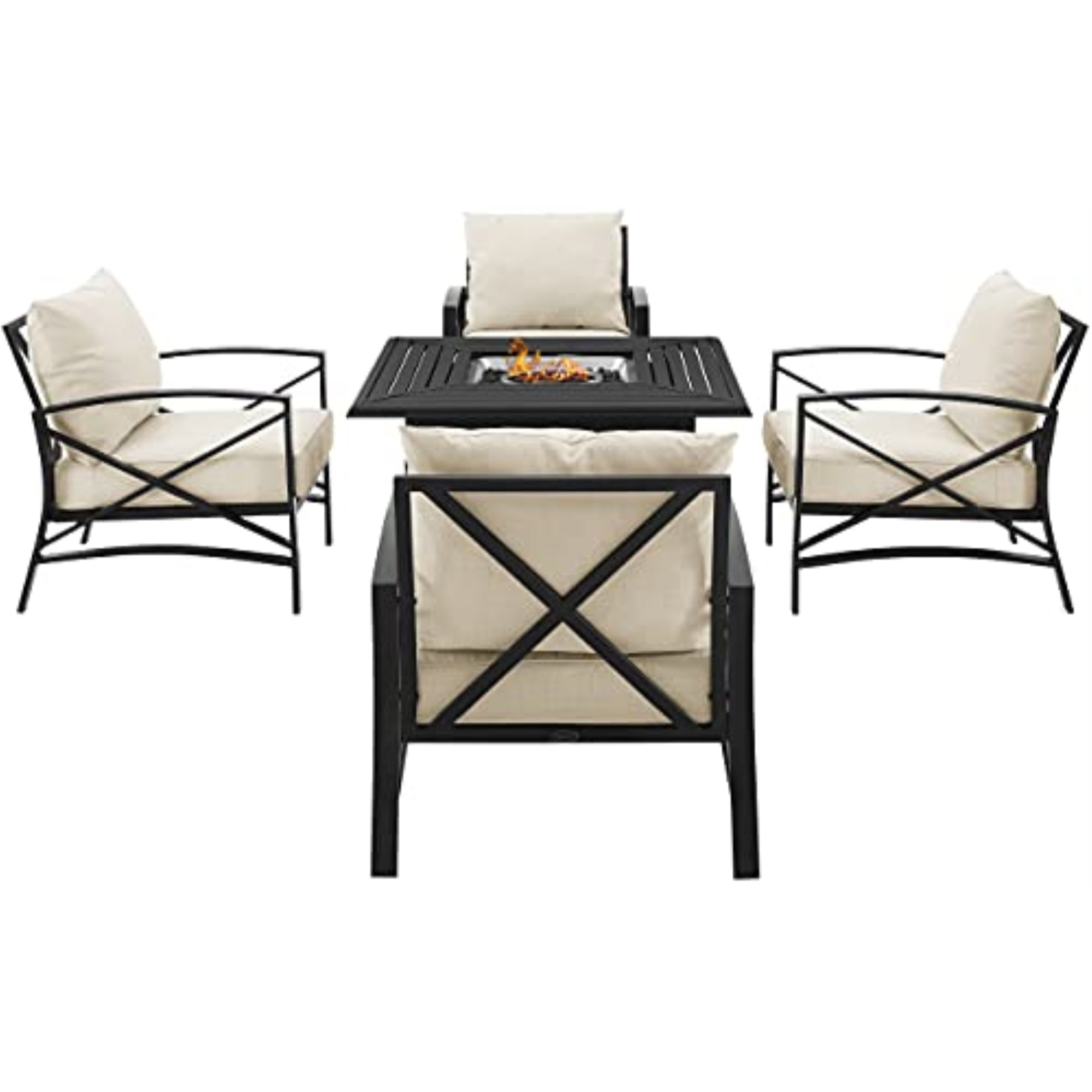 Crosley Furniture Kaplan Oil Rubbed Bronze/Oatmeal 5 Piece Outdoor Conversation Set with Fire Table