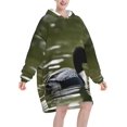 thumbnail image 2 of Loon Nature Birds Print Oversized Blanket Hoodie, Wearable Blanket Adult For Women Men And Teenager, Super Soft Warm Flannel Fluffy Hooded Blankets Sweatshirt With Big Pocket, 2 of 8