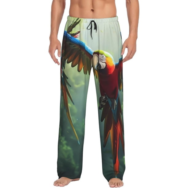 Balery Flying Parrots In Jungle Pantalones de pijama para hombre, pijama ultraligero, pantalón de descanso-X-Large
