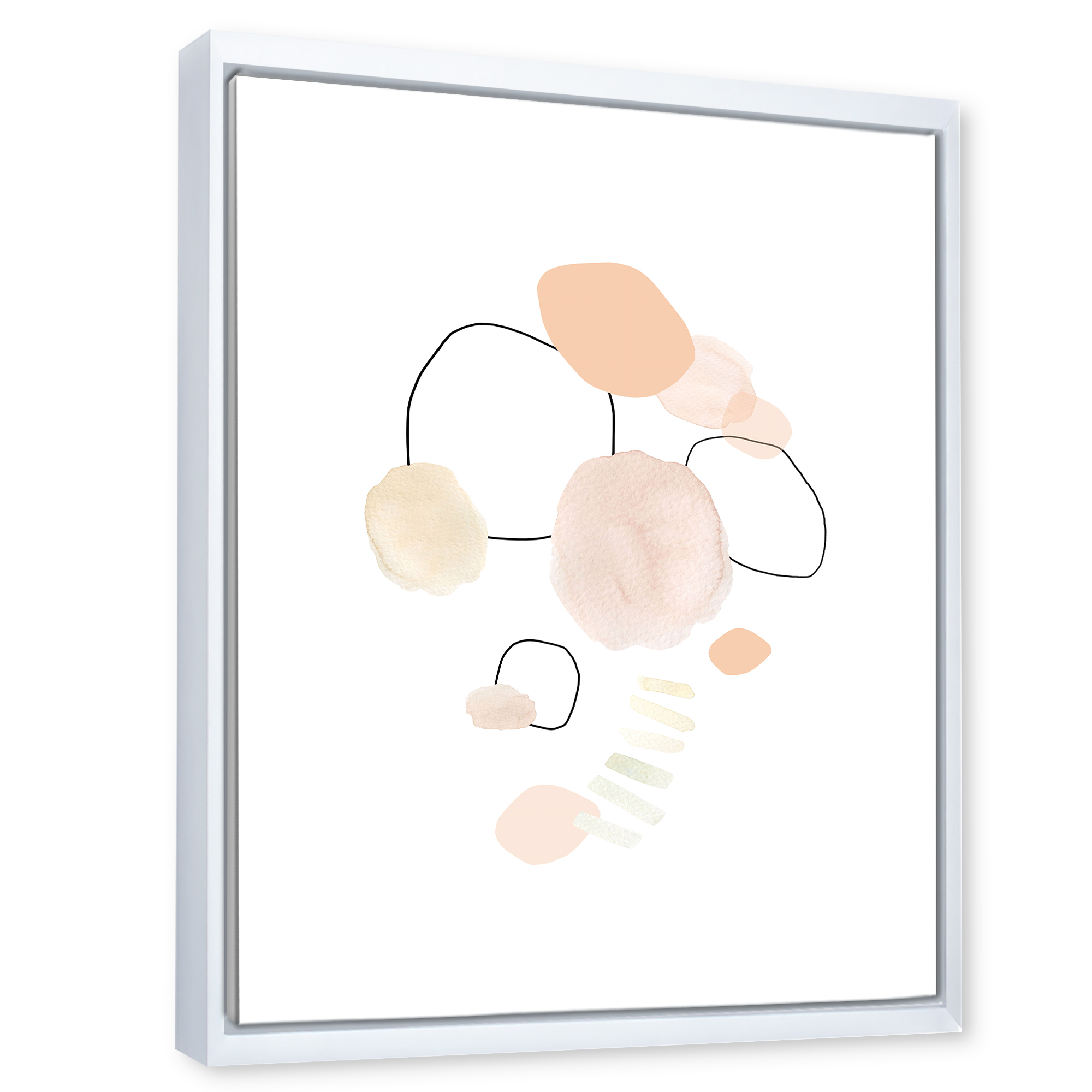 Designart 'Watercolour Stains On White' Shabby Chic Framed Canvas Wall Art Print