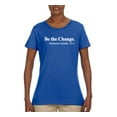 thumbnail image 2 of Inspirational Quote Be the Change by Mahatma Gandhi 1913 Womens Graphic T-Shirt, Royal, X-Large, 2 of 3