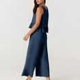 thumbnail image 3 of Women Summer 2 Piece Outfits Sleeveless Tank Crop Top Ruffle Hem Wide Leg Pants Linen Jumpsuits Lounge Matching Beach Sets, 3 of 6