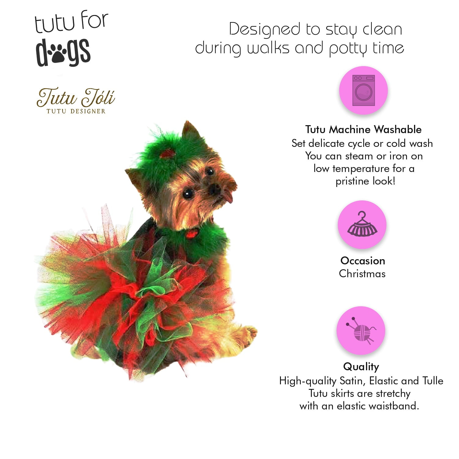 dog christmas tutu dress Bright Red Christmas Dog Tutu: Cute, Fluffy Princess Dog Skirt - Dog Halloween Costume - Fur Baby Pet Birthday - Dog Clothes - Pet Gift