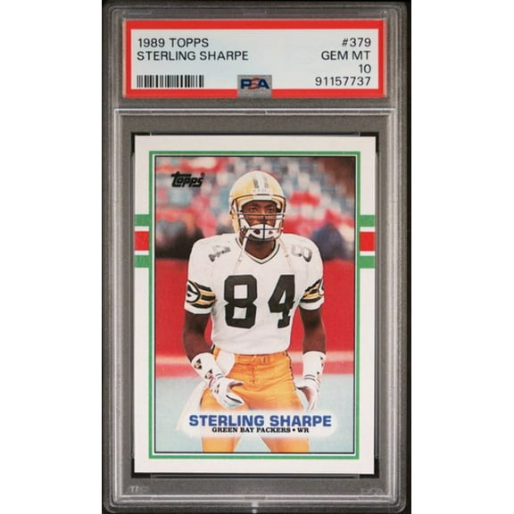 Graded 1989 Topps Sterling Sharpe #379 Rookie RC Football Card PSA 10 Gem Mint