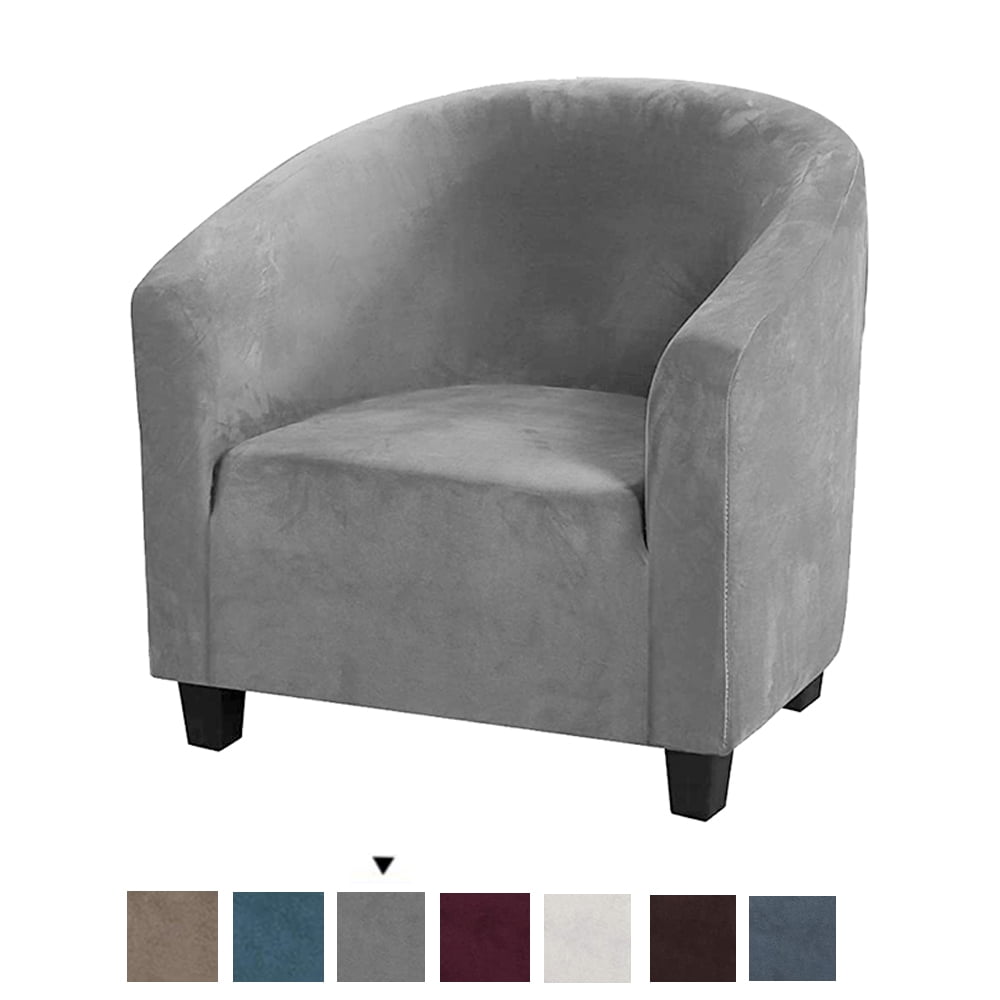 Stretch Velvet Club Sofa Chair Cover Tub Barrel Armchair Slipcover