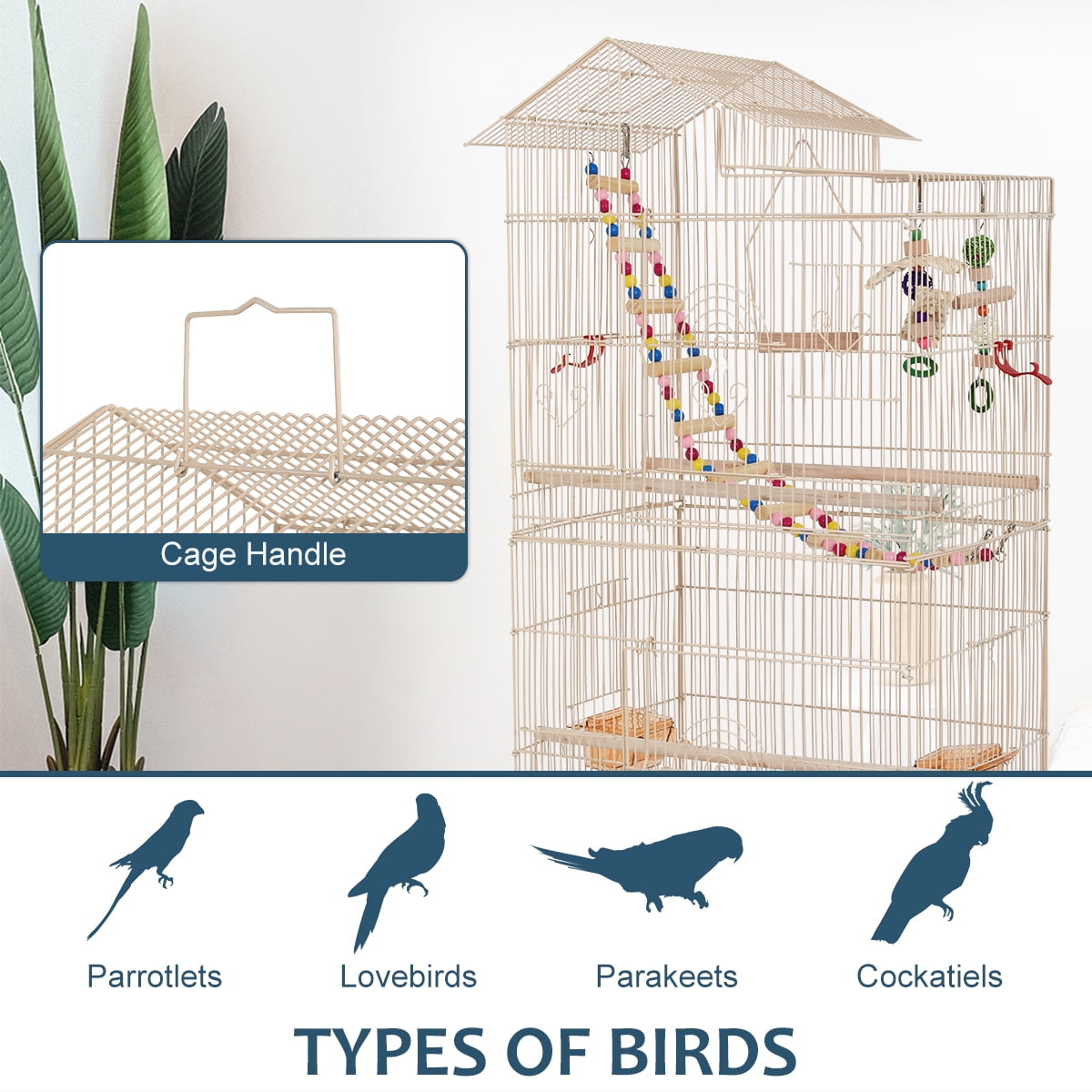 Buy Dkelincs 39 Inch Big Birdcage Study Parakeet Cage Aviary with