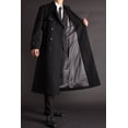 thumbnail image 2 of Mens Black Trench Double Breasted Slim Fit Wool Coat SouthBeachLeather X-Small, 2 of 7