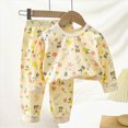 thumbnail image 2 of TOWED22 Toddler Boys Fall Winter Outfits Long Sleeve Printed Pullover Sweatshirt Elastic Waist Sweatpants Cozy Clothes 2 Piece Set(Gold,18-24 M), 2 of 6