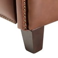 thumbnail image 6 of Genuine Leather Recliner Cigar Chair Modern Retro Armchair Birch Wood Legs Nail Head Trim Bedroom Brown, 6 of 10