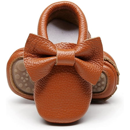 

Leather Baby Moccasins Hard Soled Tassel Crib Toddler Shoes for Boys and Girls