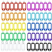 Taihexin 60 Pcs Key Rings Labels, Key Ring Tags - Key Tags Plastic 10 Assorted Colours of Key Ring Tags, Identifiers, Name Tags and Labels, Adapt to USB Drive, Keys, Pets, Bags