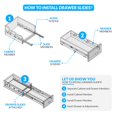 thumbnail image 5 of HOMANDS Guías para cajones de 16.0 in, 6 pares (12 unidades) de rieles de montaje lateral – Rodamiento de bolas de extensión completa resistente – Guías deslizantes para cajones para gabinetes de coci, 5 of 5
