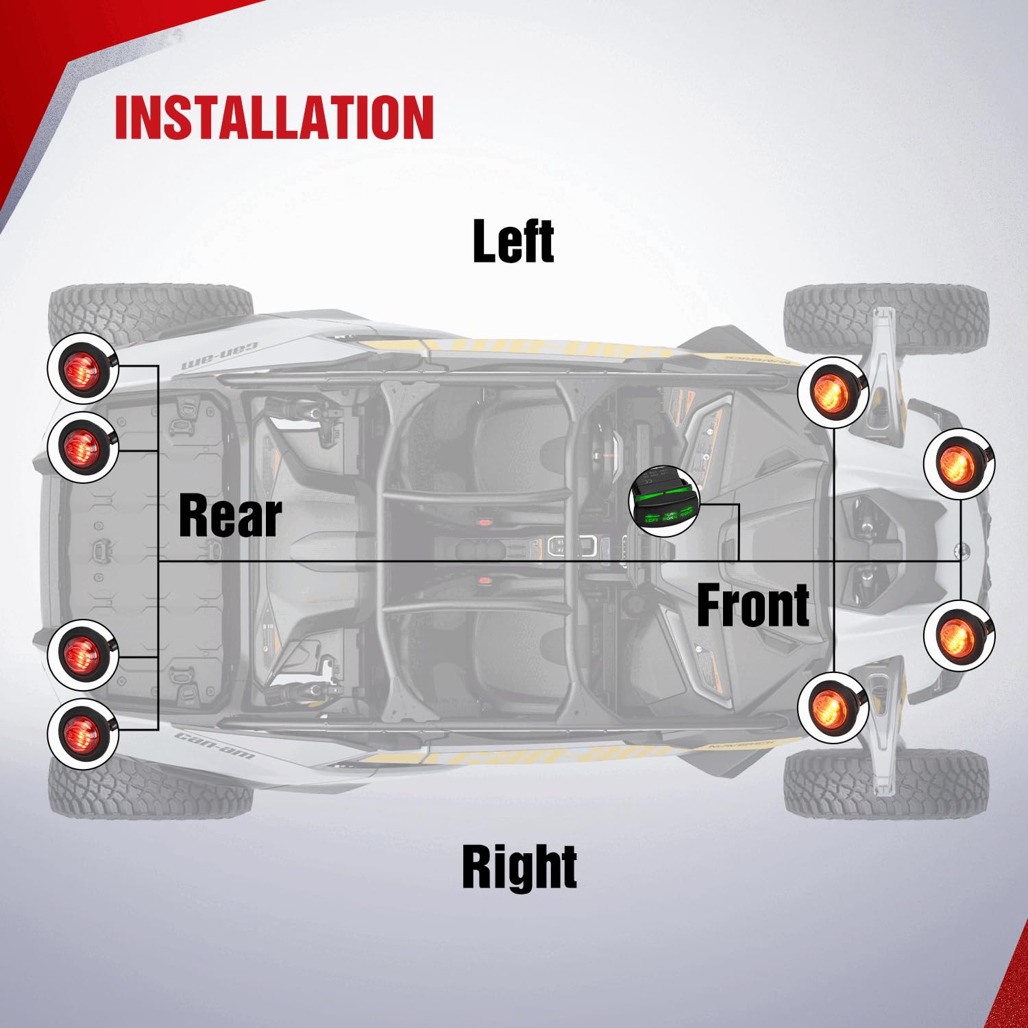 Nilight UTV ATV Turn Signal Kit with Flasher Relay and Rocker Switch, Compatible with Major UTV ATV Models