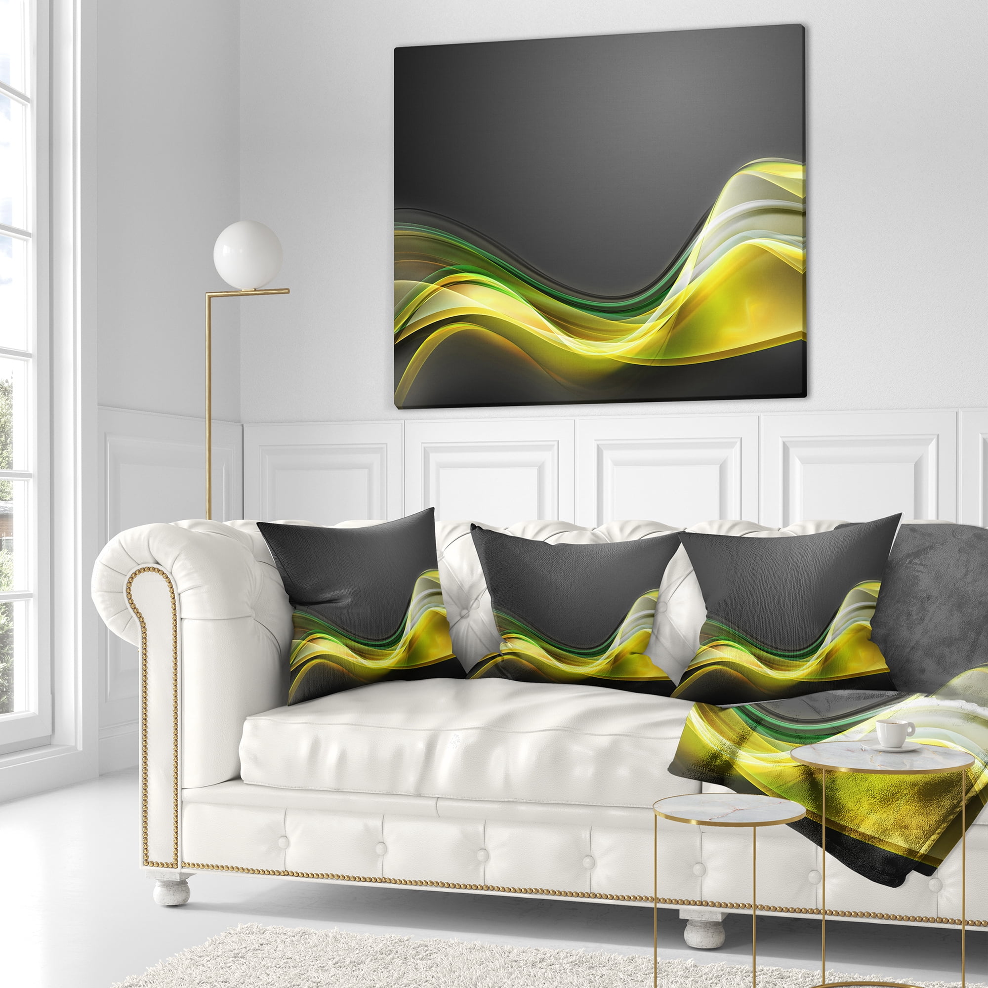 Designart Green Gold Texture Pattern - Abstract Throw Pillow - 18x18