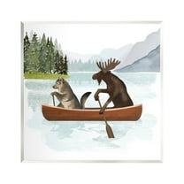 Stupell Industries Animals on Canoe Animals & Insects Painting Unframed Art Print Wall Art, 12 x 12