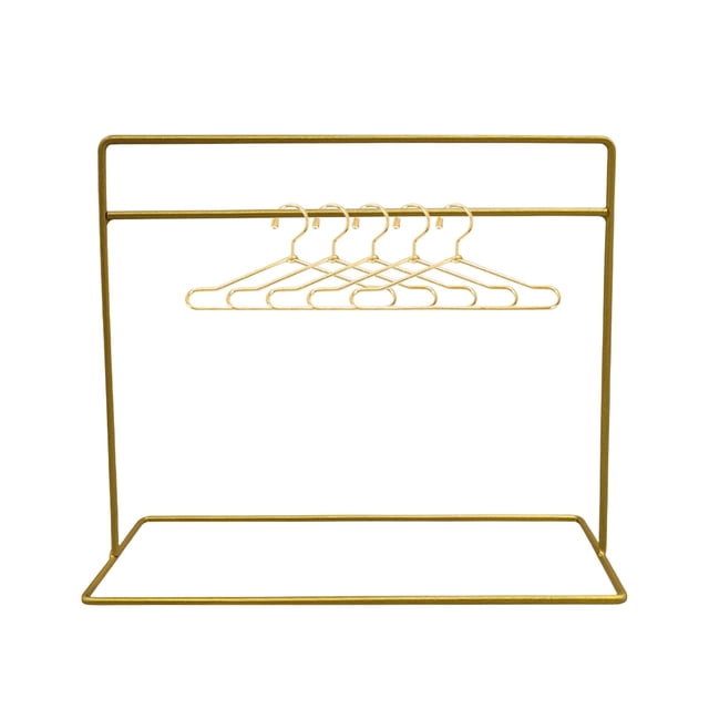 Dollhouse Clothing Rack W/ 5 Clothes Hanger DIY Scene Model for Laundry Room Golden