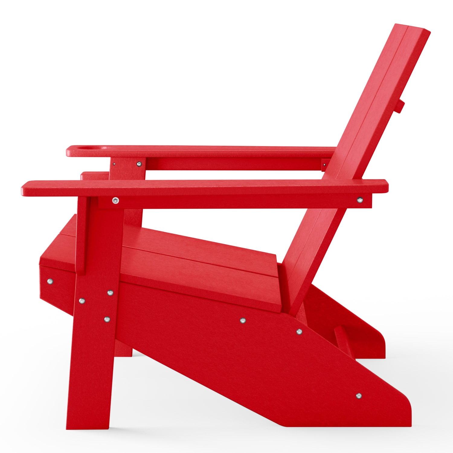 WestinTrends Riviera Outdoor HDPE Modern Adirondack Chair with Cup Holder (Set of 4), Red